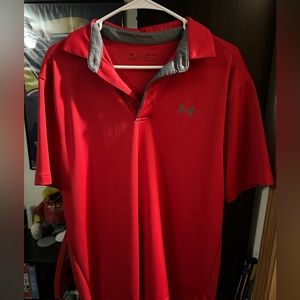 Under Armour Mens Tech Red Golf Polo M